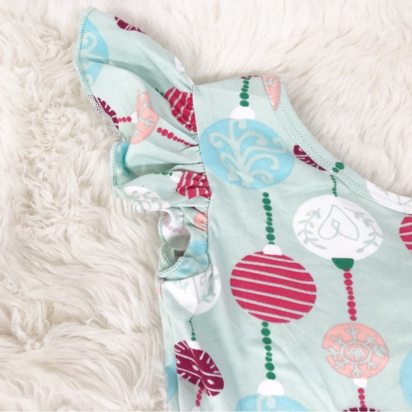 DOT DOT SMILE Girls Christmas Holiday Print Empire Dress Size‎ 7 Mint Green New - Picture 5 of 7